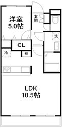 リュミエール咲が丘 1LDKの間取図画像