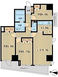 KDXレジデンス千駄木 3階2SLDKの間取り