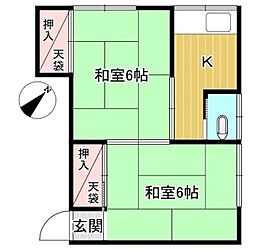 白峯荘 2階2Kの間取り