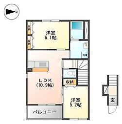 グランド・テンダネス 2LDKの間取図画像
