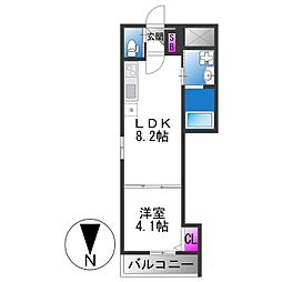 F asecia laso 1LDKの間取図画像