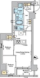 プラウドフラット三越前イースト 2階2LDKの間取り