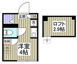 ハーモニーテラス根岸IV 1階ワンルームの間取り