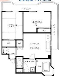 久五ビル 4階2DKの間取り