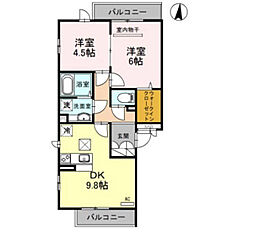 阪急伊丹線 新伊丹駅 徒歩7分の賃貸アパート 1階2DKの間取り