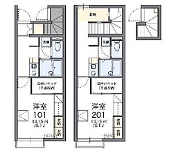 レオパレスアウトレット入間 1Kの間取図画像