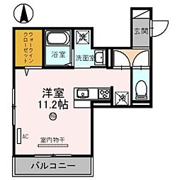 D-ROOM北田辺丁 3階ワンルームの間取り