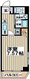 プレズィール千歳烏山 1Kの間取図画像