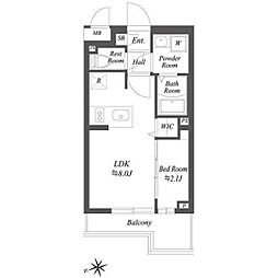 ブランシエスタ用賀 3階1LDKの間取り