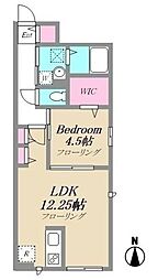 クローバーコート 1階1LDKの間取り