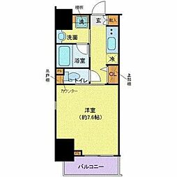 都営大江戸線 門前仲町駅 徒歩4分の賃貸マンション 3階1Kの間取り