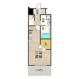近鉄大阪線 弥刀駅 徒歩10分の賃貸マンション 2階ワンルームの間取り