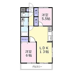 オーキッドマンション 2LDKの間取図画像