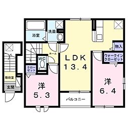 ヴィラ　ボヌール 2階2LDKの間取り