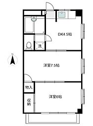 ユーホリアＴ 3階2DKの間取り
