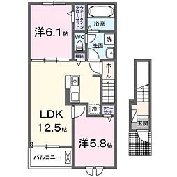 メゾン・シュシュII 2LDKの間取図画像