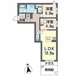 カルム 2LDKの間取図画像