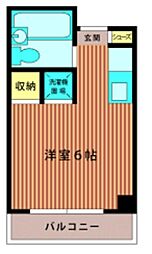 丸英行徳コーポ 3階ワンルームの間取り