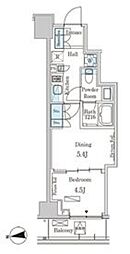 パークアクシス三番町 5階1DKの間取り