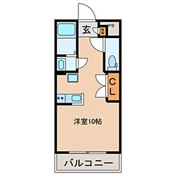 カーサフジタ 2階ワンルームの間取り