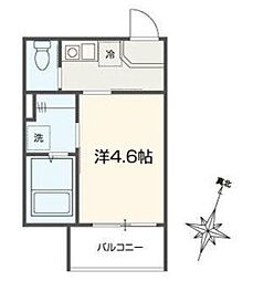 MELLAS北与野 1Kの間取図画像