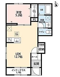 リーブルファイン松戸中和倉 1LDKの間取図画像