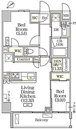 ORSUS清澄白河リバーフロント 2LDKの間取図画像