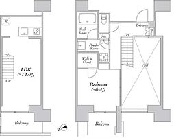 カナルフロント芝浦 3階1LDKの間取り