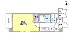 タケオクリスタル等々力 1Kの間取図画像