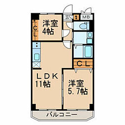 サンモール四季-2 2LDKの間取図画像