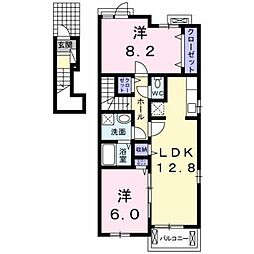 クレメント 2階2LDKの間取り