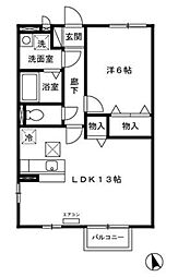 クレール四季彩の丘 七番館 1階1LDKの間取り