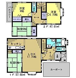 園生町戸建 4LDKの間取り