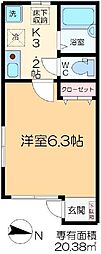 フローラ東小岩 1Kの間取図画像