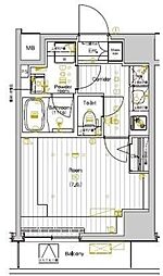 PREMIUM CUBE 両国DEUX 11階1Kの間取り
