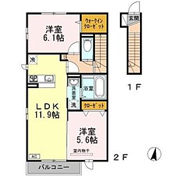 ブランヴェール 2LDKの間取図画像