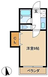 シャルマン南越谷 1Kの間取図画像