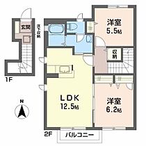 グランドゥールVI 202 ｜ 宮城県仙台市若林区今泉２丁目17-24（賃貸アパート2LDK・2階・61.20㎡） その2