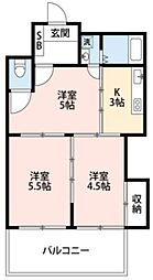 グリーンシティミヤサカ 2DKの間取図画像