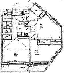 スターダスト新百合 4階2DKの間取り
