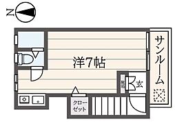 ハイツ藤 2階ワンルームの間取り