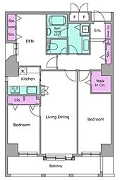 プライムゲート飯田橋 6階2SLDKの間取り