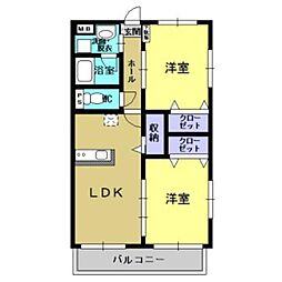 Ｕｎｅ　Ｌｕｍｉｅｒｅ（ユンヌ・ルミエール） 4階2LDKの間取り