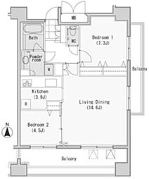 レジディア西麻布 2LDKの間取図画像
