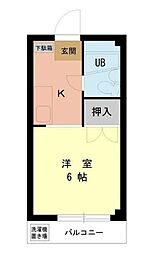 ひまわりハイム 1階1Kの間取り