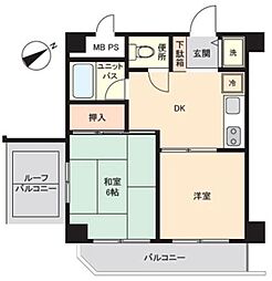 オークヒルズ相武台 2DKの間取図画像