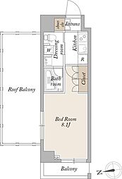 アジールコート武蔵新田 5階1Kの間取り