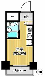 リヴェール多摩センター 5階1Kの間取り