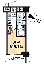 MAXIV阪東橋TWINEAST 1Kの間取図画像
