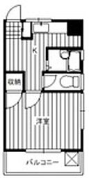 ビレッジ狭山I 2階1Kの間取り